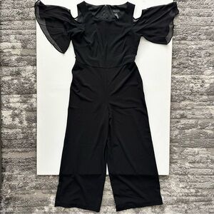 Connected Apparel Black Cold-Shoulder Jumpsuit Size 14 Women